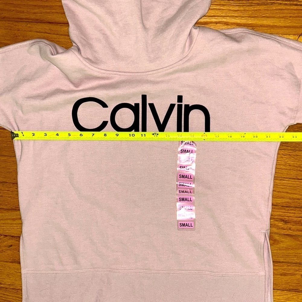 Calvin Klein Cowl Velvet Logo Blush Pink Light Weight Pullover S Mock Neck - Picture 9 of 9